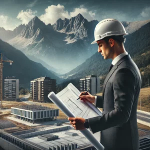 Arquitecto técnico supervisando un proyecto de construcción en Andorra